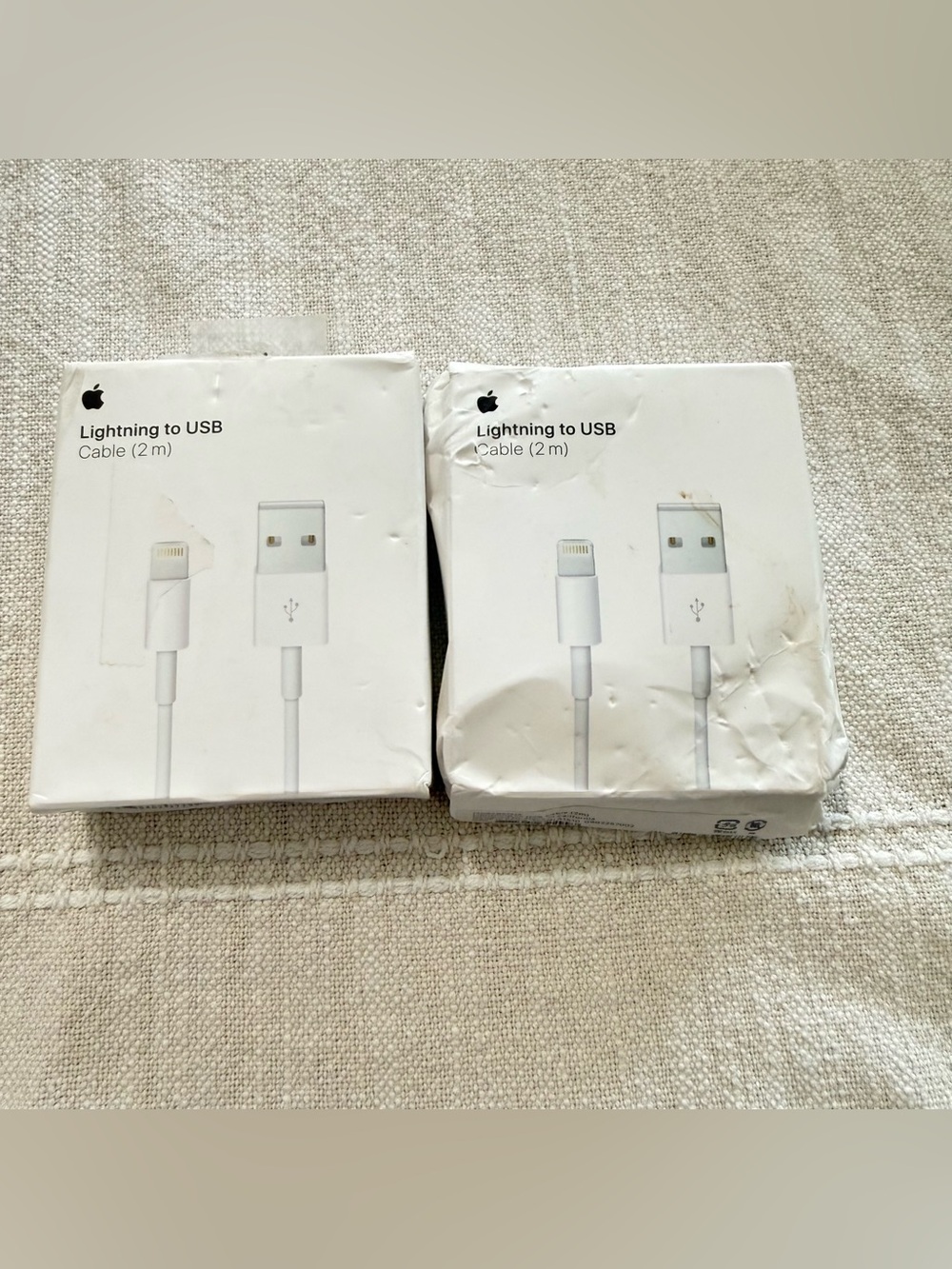 LOT OF 2 - Apple 2m Lightning to USB Charge Sync Cable - White - New In Box